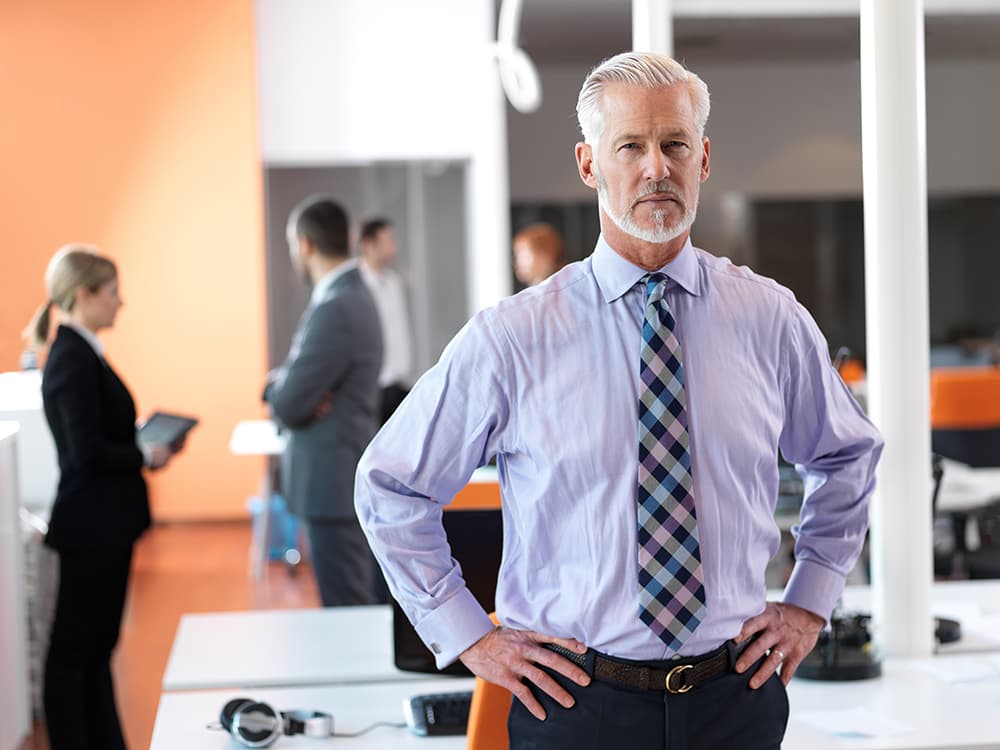 Cold-Hearted Businessman Holds Waist In Attempt To Hug Self
